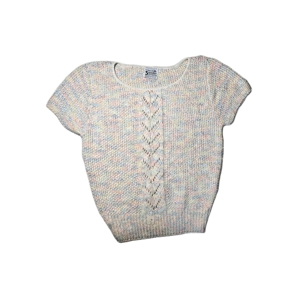 Vintage NEW! 1980s Sweater Pastel Open Knit Short Sleeve The Sweater‎ Co Size M
